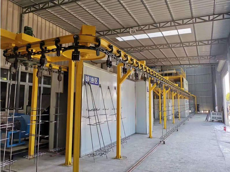 懸鏈通過(guò)式拋丸清理機(jī)，拋丸涂油線(xiàn)